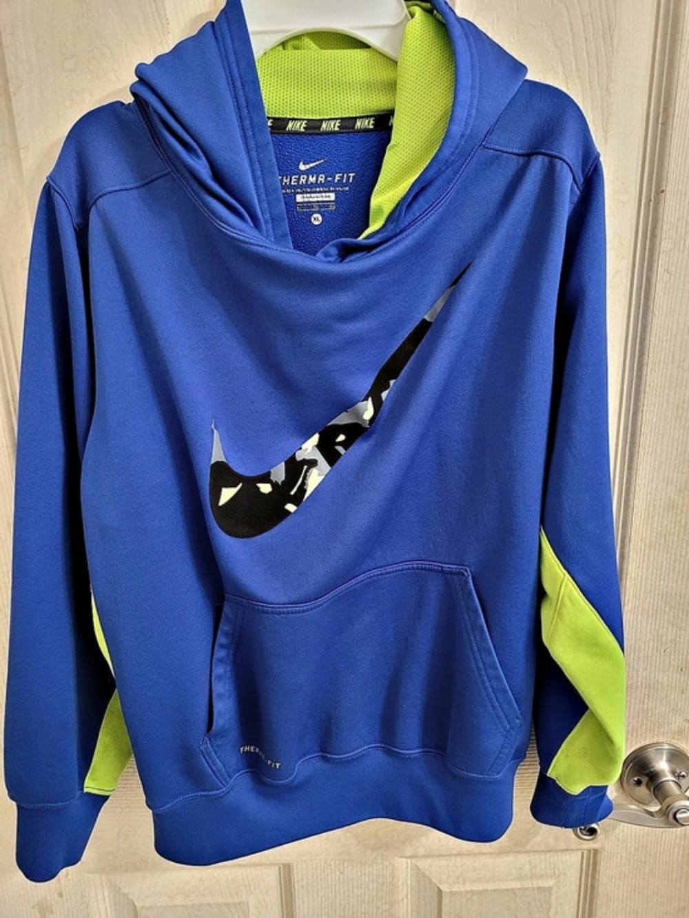 Nike Therma-FIT Camo Swoosh Hoodie Kids Blue & Green